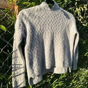 Aqua Cable Cashmere Sweater With Hood